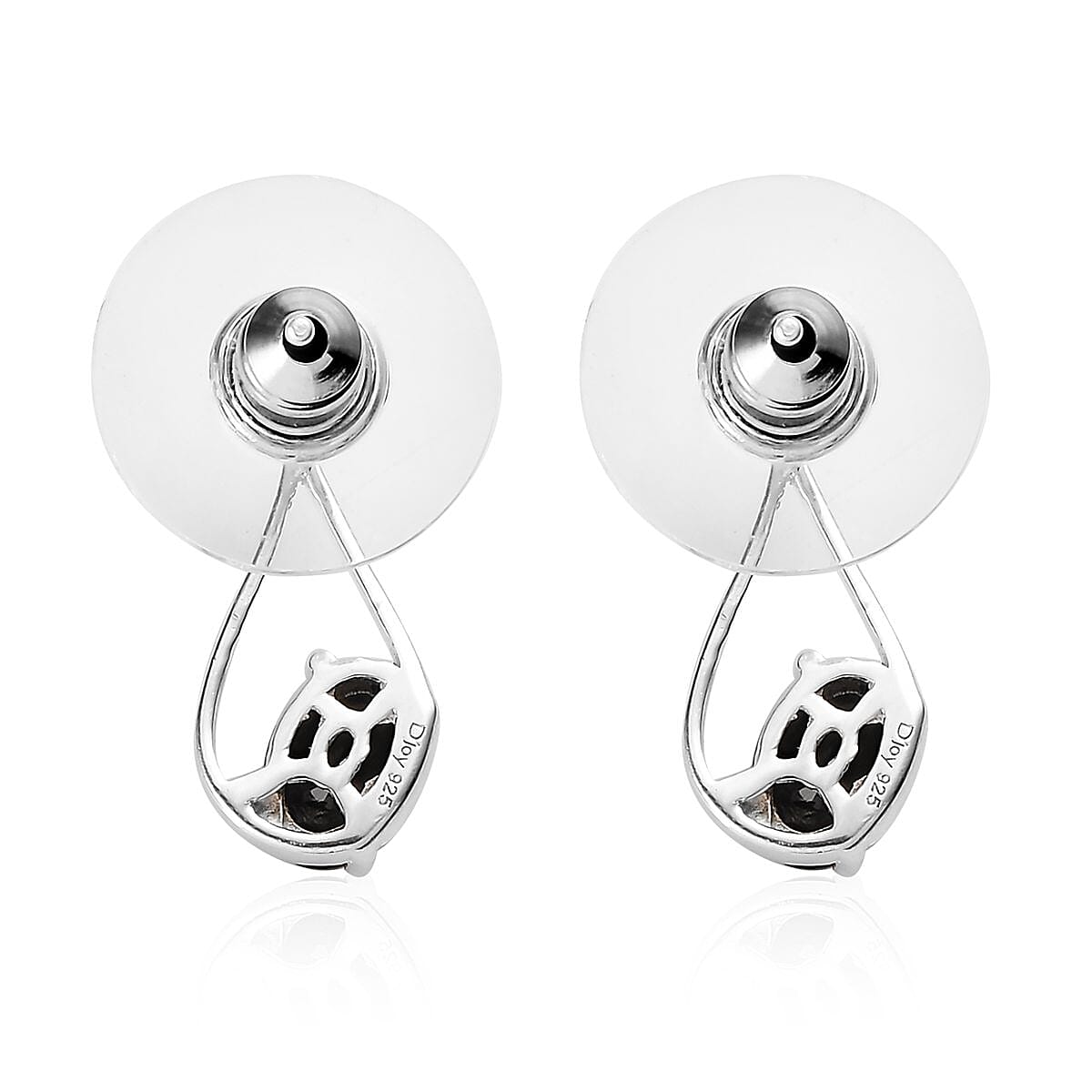 Thai Black Spinel and White Zircon Earrings in Sterling Silver 1.25 ctw image number 3