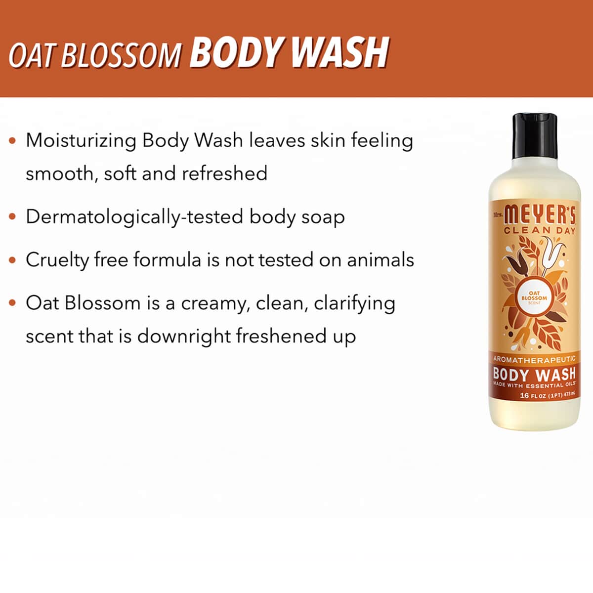 Mrs. Meyer's Clean Day Body Wash - Oat Blossom 16 oz image number 2