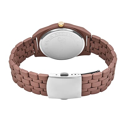 Genoa Simulated Diamond Miyota Japanese Movement Watch in ION Plated RG Stainless Steel Strap 0.75 ctw