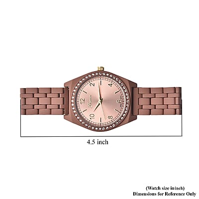 Genoa Simulated Diamond Miyota Japanese Movement Watch in ION Plated RG Stainless Steel Strap 0.75 ctw