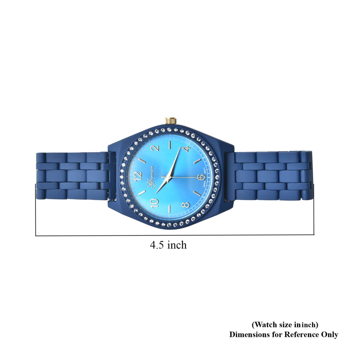Genoa Simulated Diamond Miyota Japanese Movement Watch in ION Plated Blue Stainless Steel Strap 0.75 ctw image number 6
