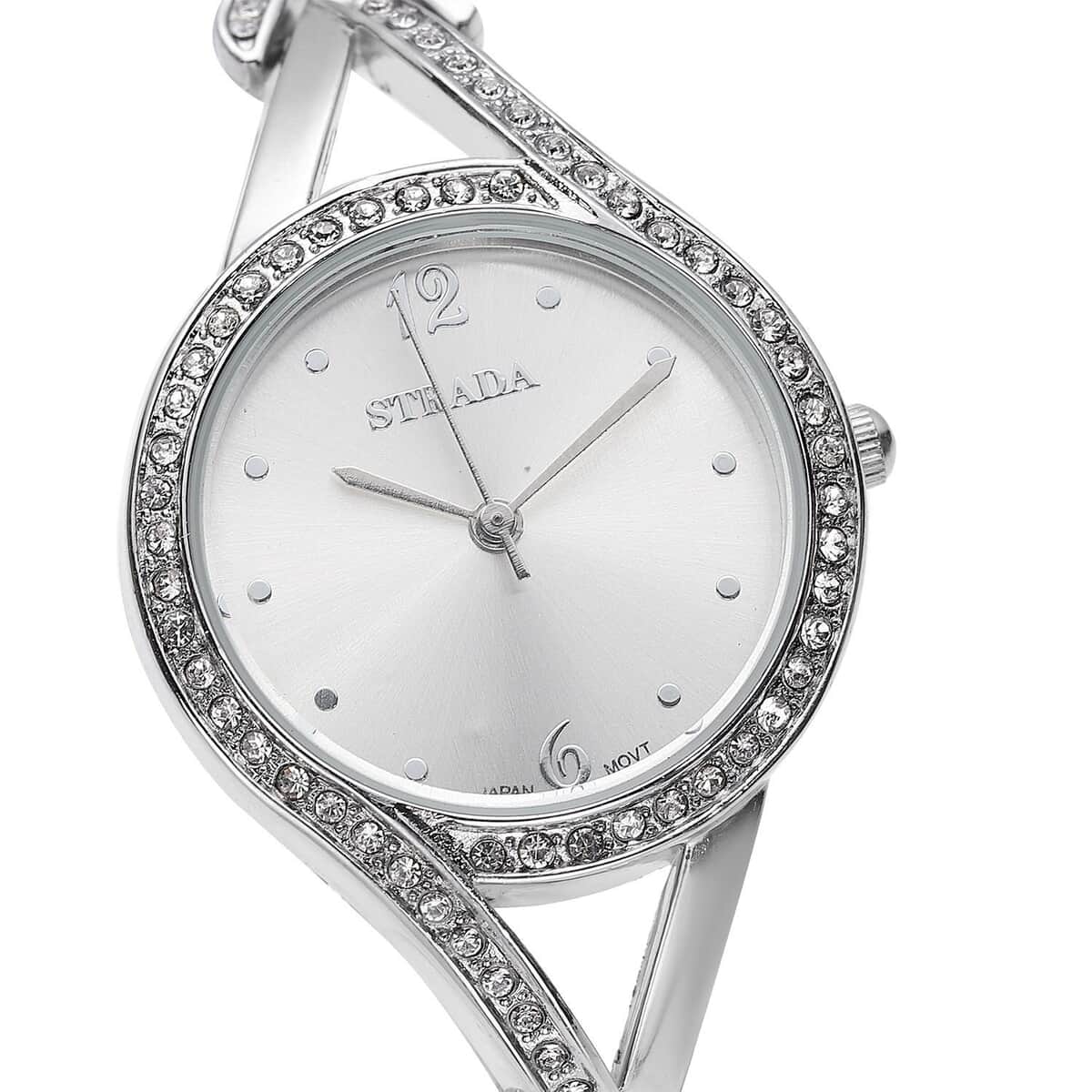 Strada Austrian Crystal Japanese Movement Watch with Silvertone Strap (30.20mm) image number 3