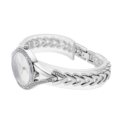 Strada Austrian Crystal Japanese Movement Watch with Silvertone Strap (30.20mm)