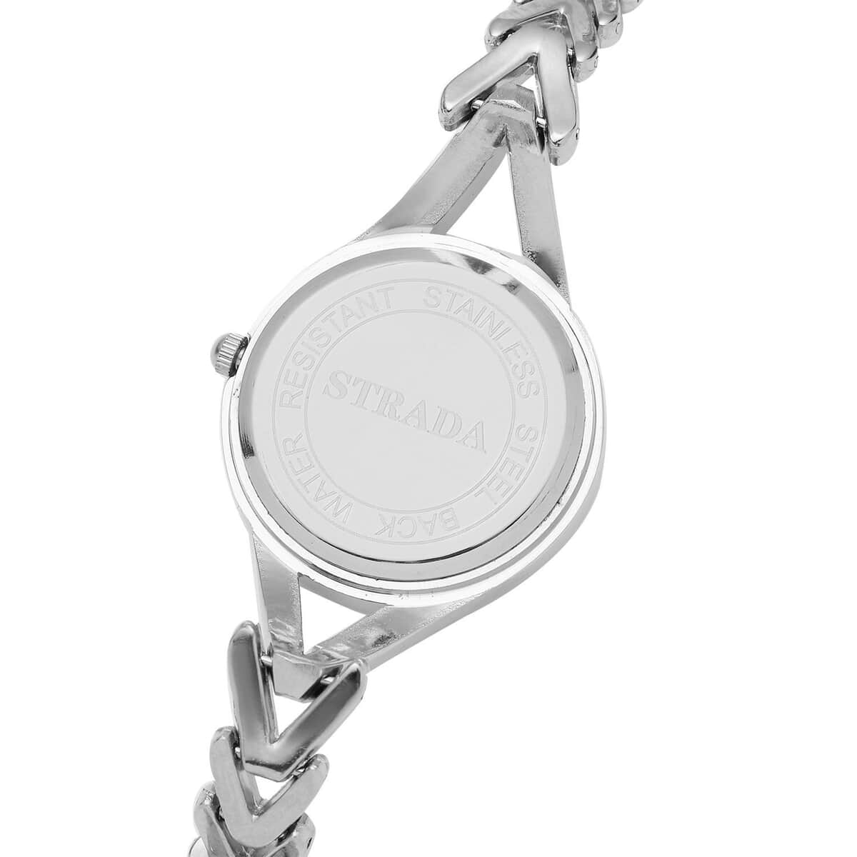 Strada Austrian Crystal Japanese Movement Watch with Silvertone Strap (30.20mm) image number 5