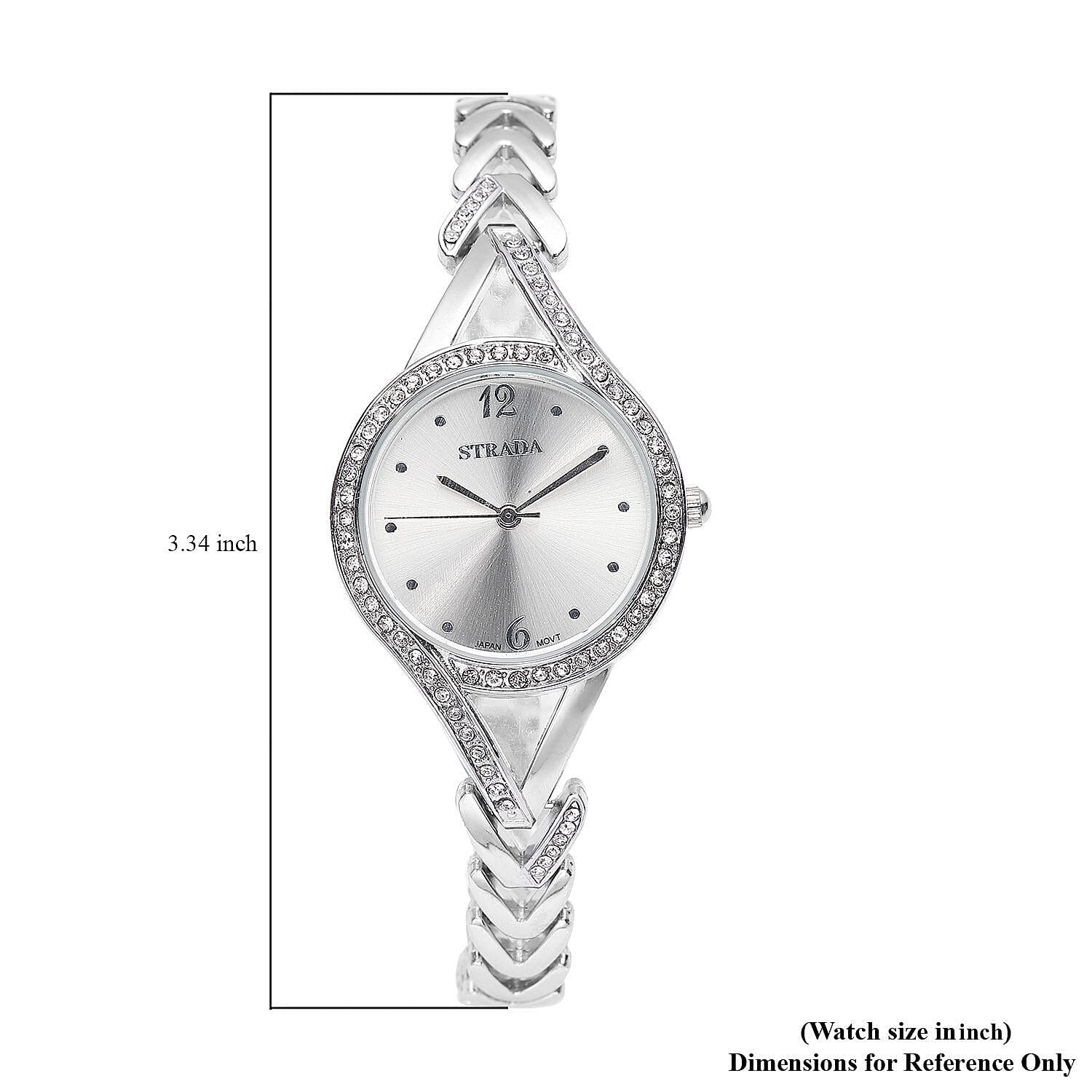 Strada Austrian Crystal Japanese Movement Watch with Silvertone Strap (30.20mm)