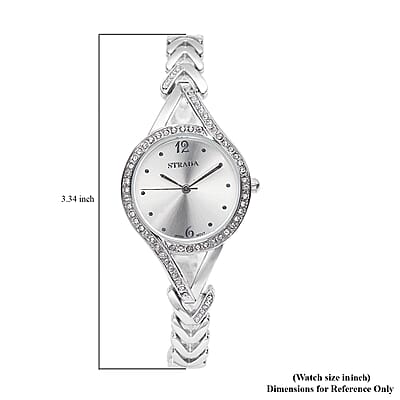 Strada Austrian Crystal Japanese Movement Watch with Silvertone Strap (30.20mm)