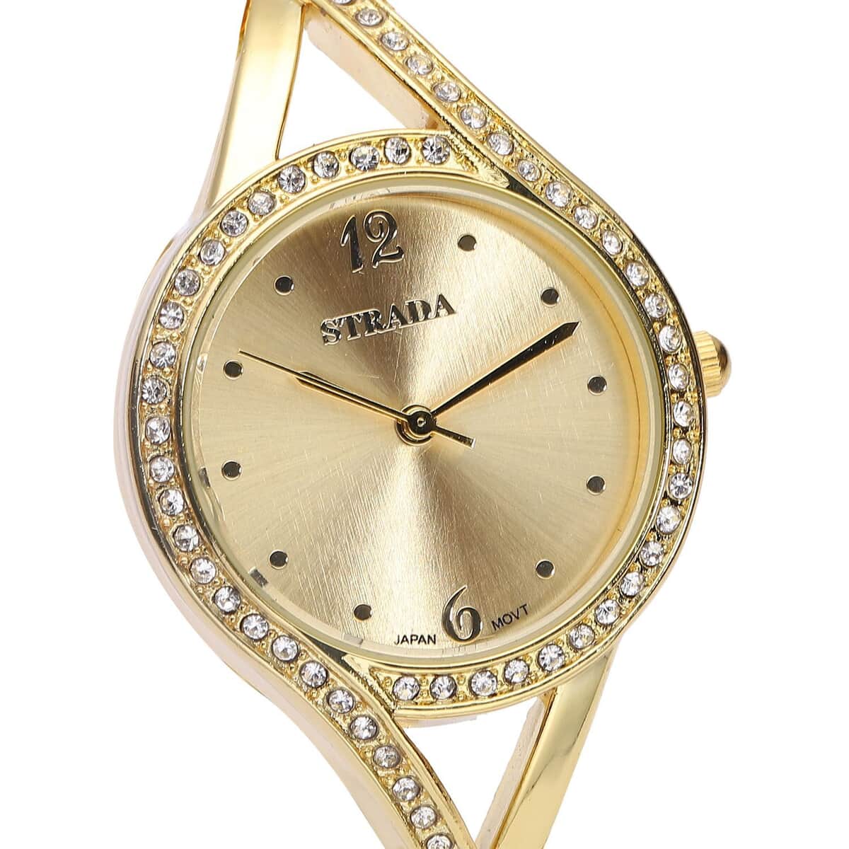 Strada Austrian Crystal Japanese Movement Watch with Goldtone Strap (30.20mm) (8.00 Inches) image number 3