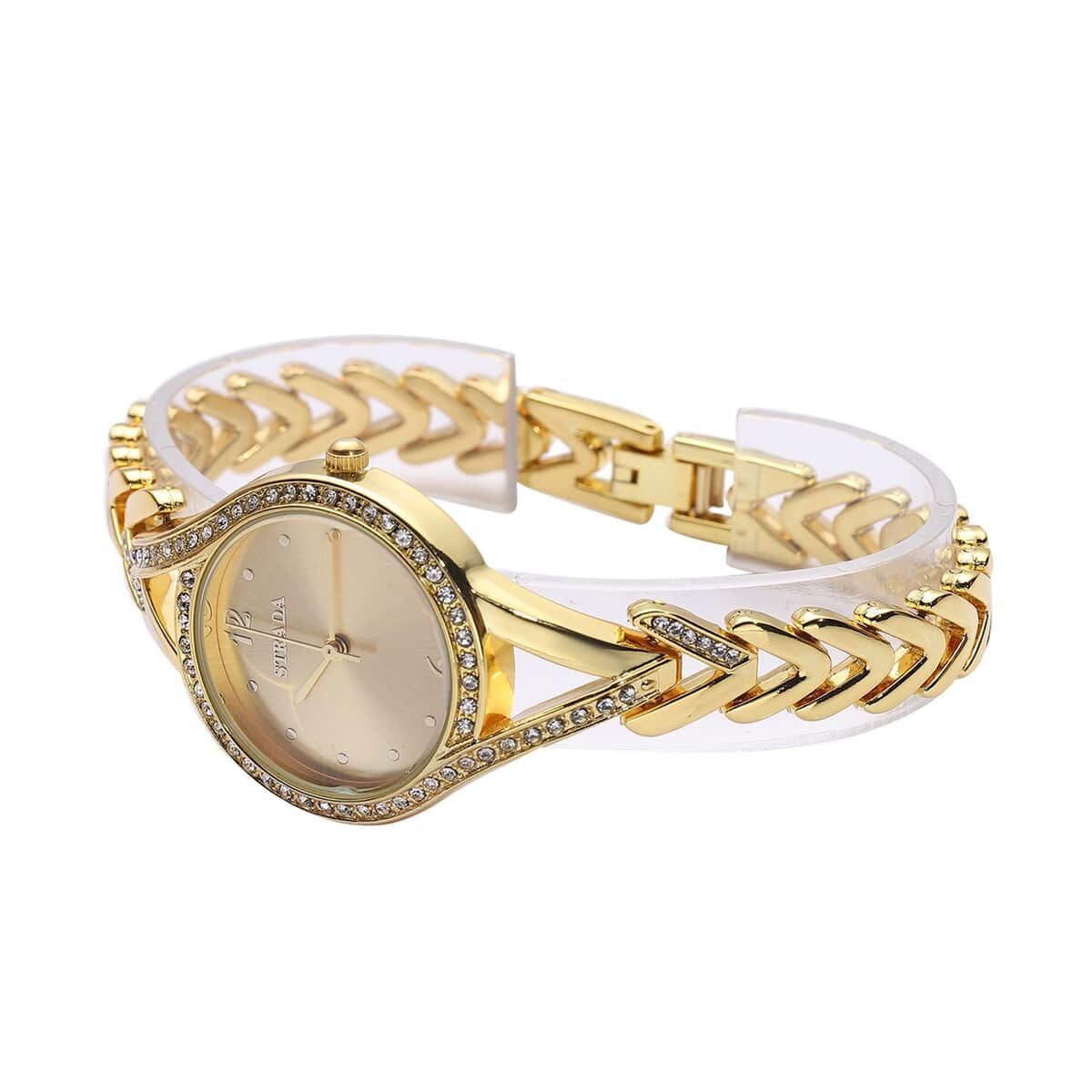 Strada Austrian Crystal Japanese Movement Watch with Goldtone Strap (30.20mm) (8.00 Inches) image number 4