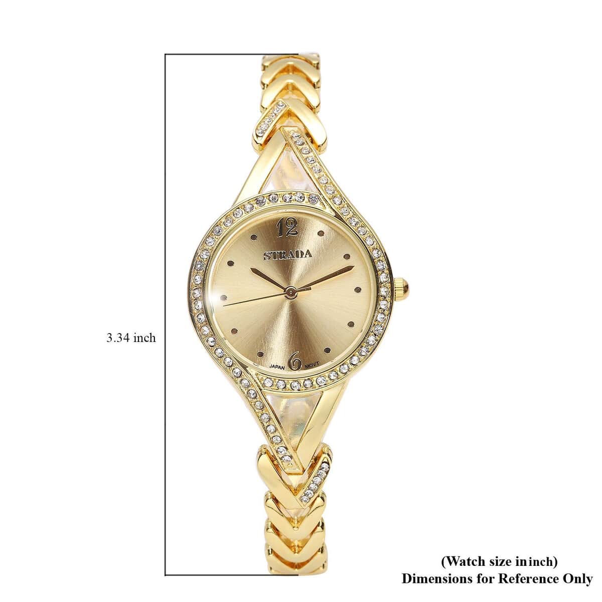 Strada Austrian Crystal Japanese Movement Watch with Goldtone Strap (30.20mm) (8.00 Inches) image number 6