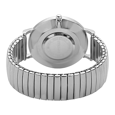 Strada Japanese Movement Stretch Bracelet Watch in Silvertone (6.75-7.25 In)
