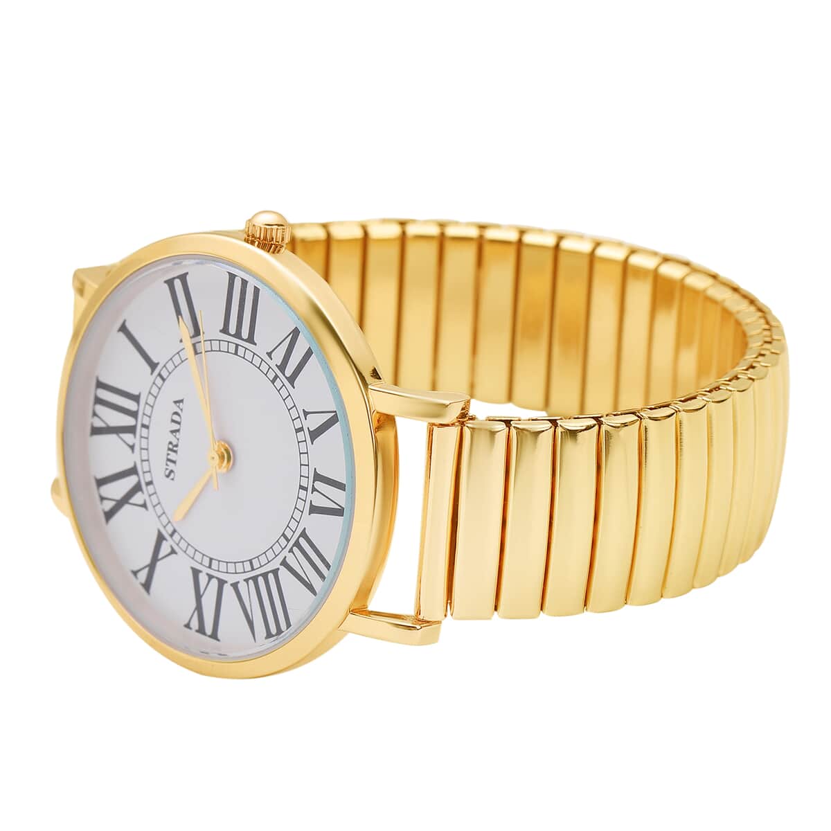 Strada Japanese Movement Stretch Bracelet Watch in Goldtone (6.75-7.25 In) image number 4