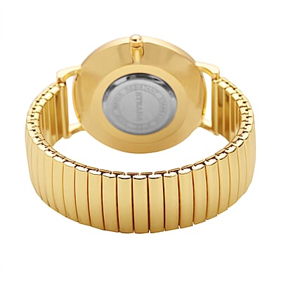 Strada Japanese Movement Stretch Bracelet Watch in Goldtone (6.75-7.25 In)