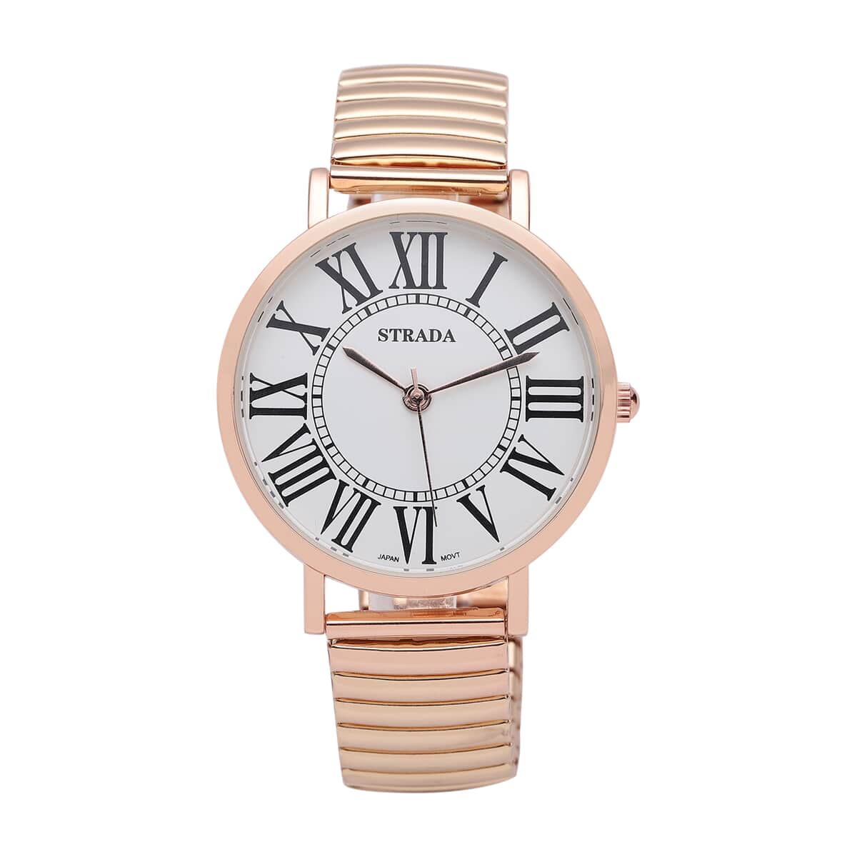 Strada Japanese Movement Stretch Bracelet Watch in Rosetone (6.75-7.25 In) image number 0