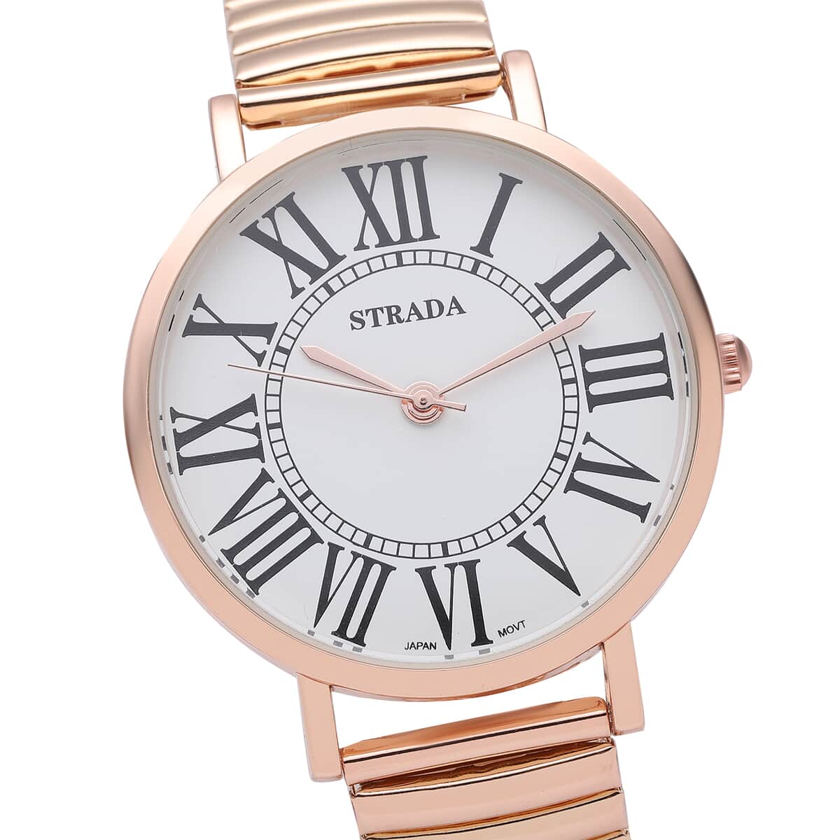 Strada Japanese Movement Stretch Bracelet Watch in Rosetone (6.75-7.25 In) image number 3