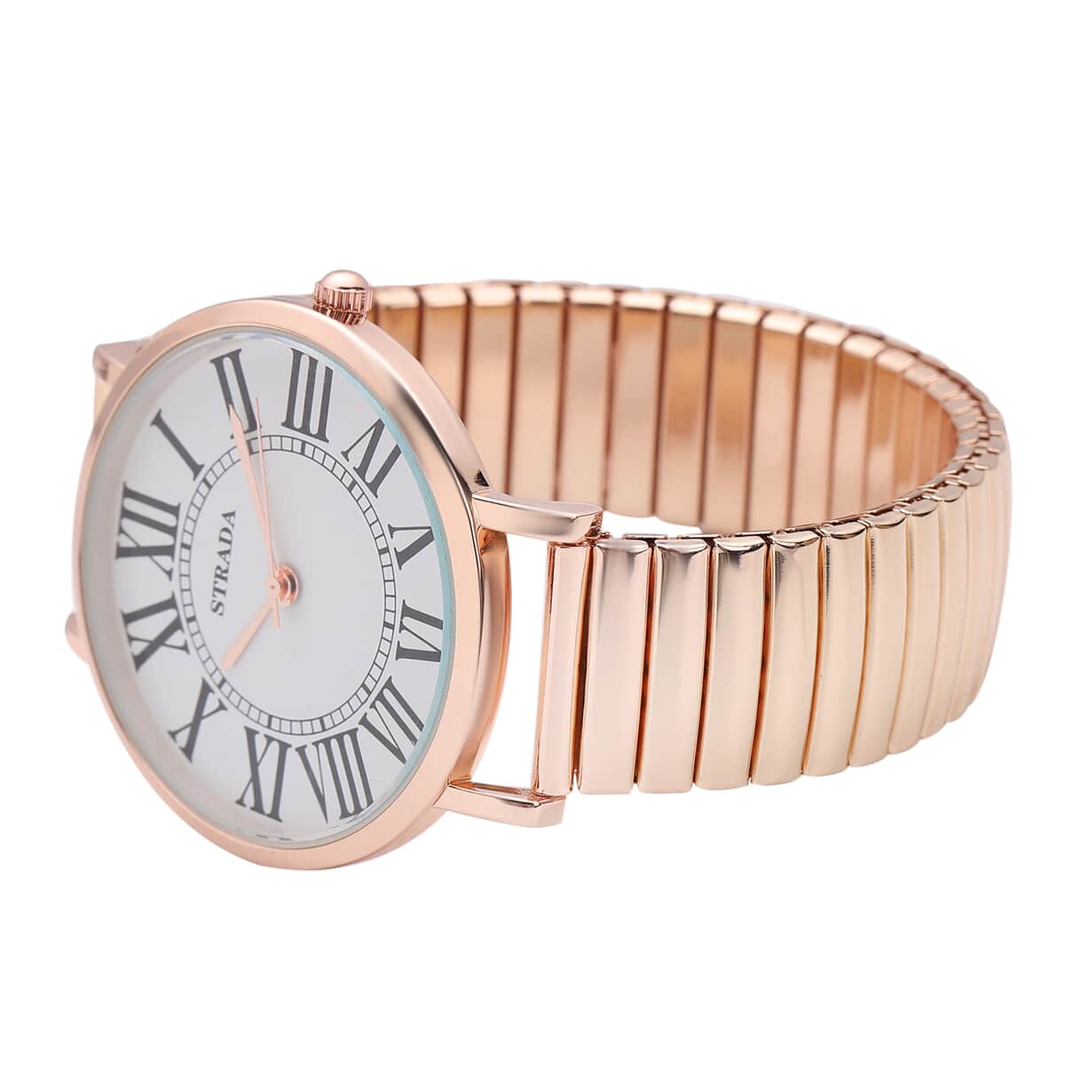 Strada Japanese Movement Stretch Bracelet Watch in Rosetone (6.75-7.25 In) image number 4