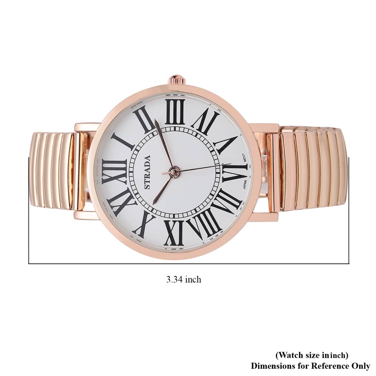 Strada Japanese Movement Stretch Bracelet Watch in Rosetone (6.75-7.25 In) image number 6