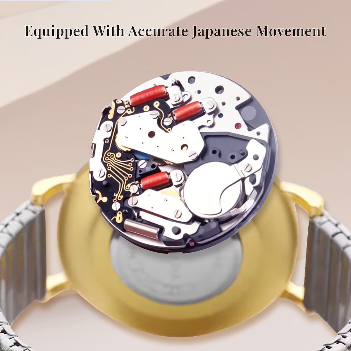 Strada Japanese Movement Gray Dial Bracelet Watch in Goldtone with Snake Pattern Strap image number 5