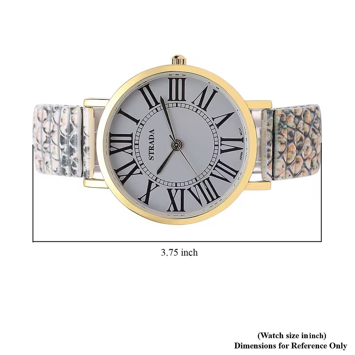 Strada Japanese Movement Gray Dial Bracelet Watch in Goldtone with Snake Pattern Strap image number 6