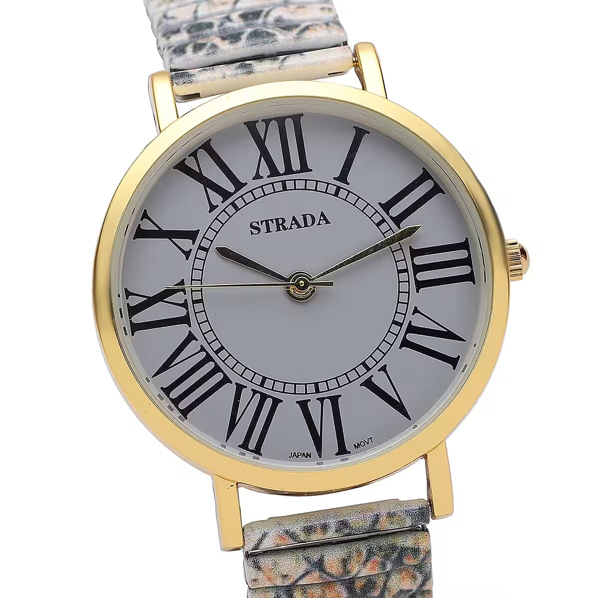 Strada Japanese Movement Gray Dial Bracelet Watch in Goldtone with Snake Pattern Strap image number 8