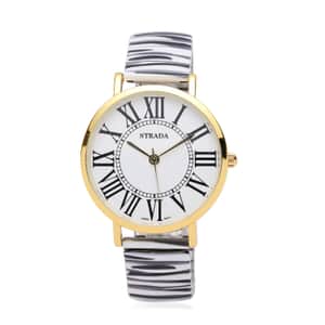 Strada Japanese Movement White Dial Bracelet Watch in Goldtone with Zebra Pattern Strap