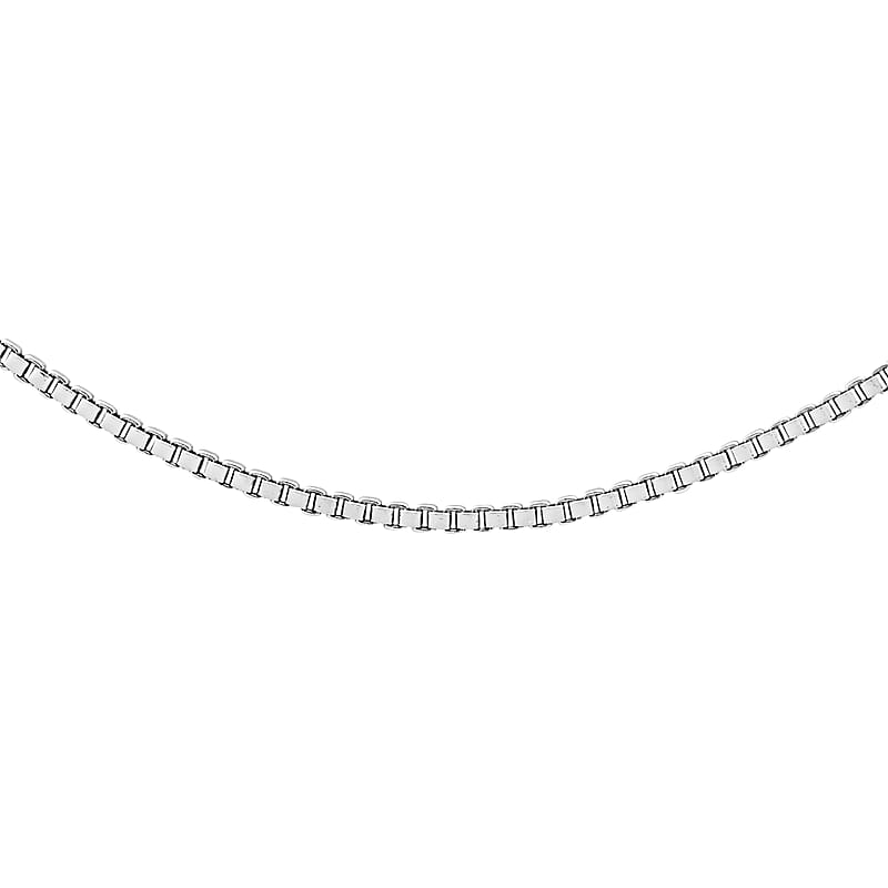Italian Rhodium Over Sterling Silver 0.25mm Box Chain 24 Inches 2.60 Grams
