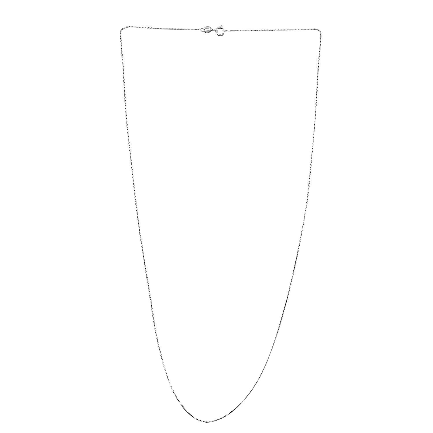 Italian Rhodium Over Sterling Silver 0.25mm Box Chain 24 Inches 2.60 Grams