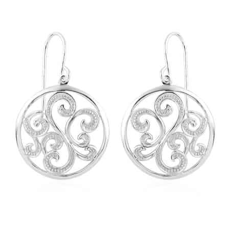 Sterling Silver Circle Swirl Dangle Earrings 5 Grams image number 0
