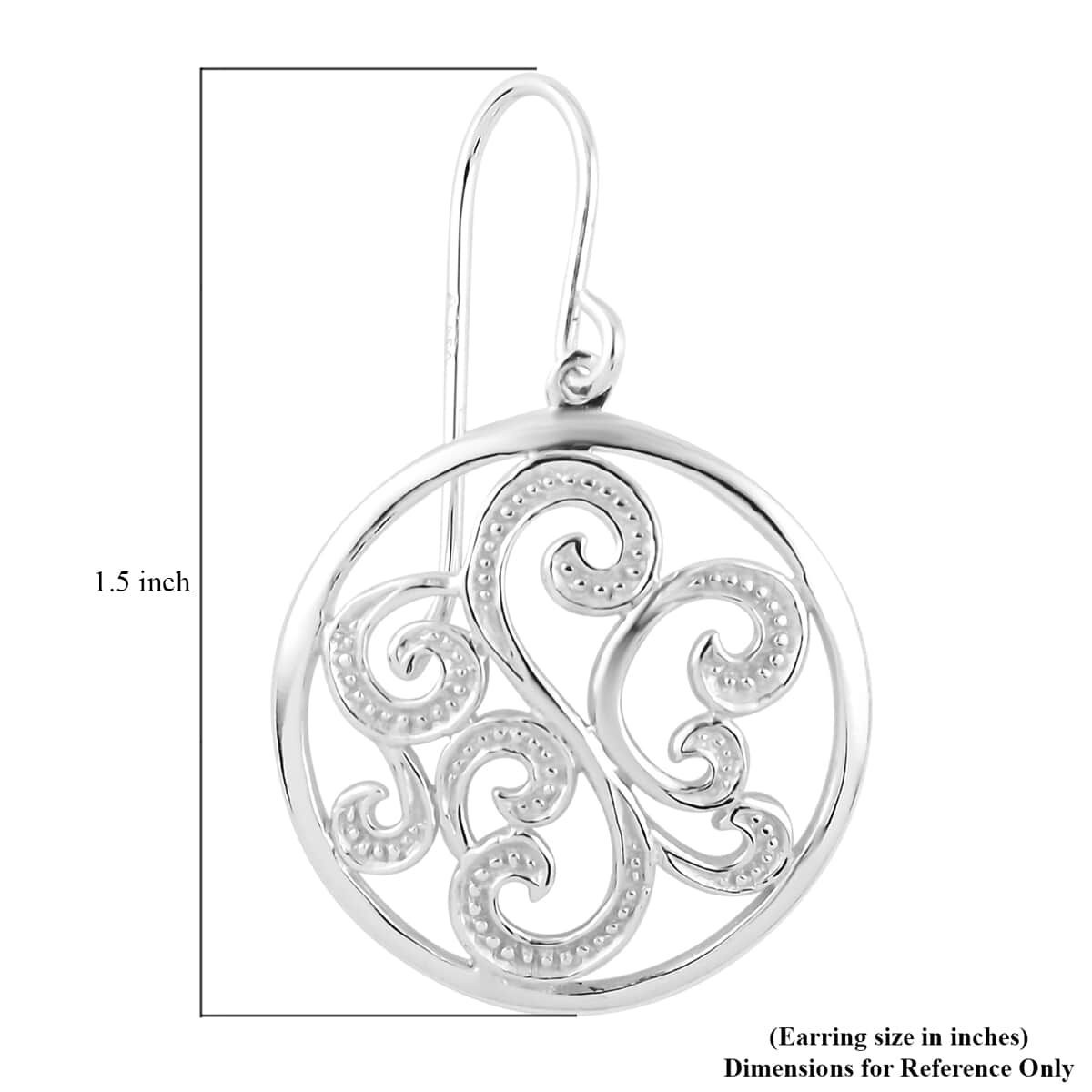 Sterling Silver Circle Swirl Dangle Earrings 5 Grams image number 4