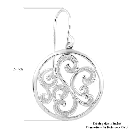 Sterling Silver Circle Swirl Dangle Earrings 5 Grams image number 4