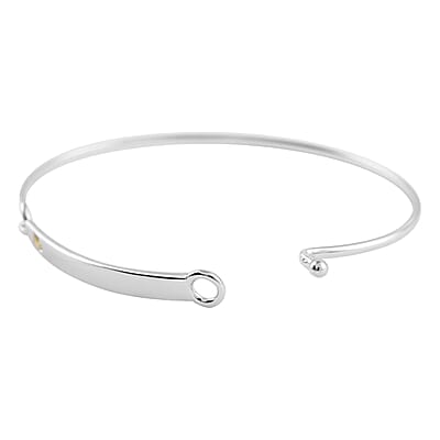 Simulated Yellow Diamond Birthstone Bar Bangle Bracelet in Sterling Silver (7.25 In) 0.20 ctw
