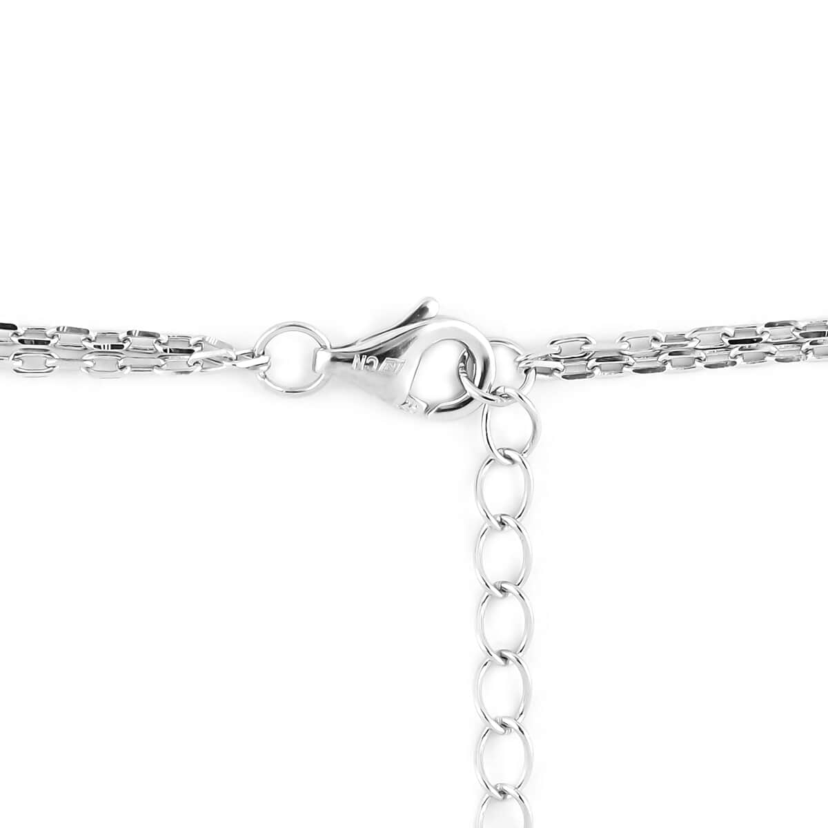 Simulated Diamond Puka Shell Station Necklace 14 Inches in Sterling Silver 2.30 ctw image number 2