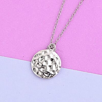 Sterling Silver Faith Hammered Rolo Necklace 16-20 Inches 2.50 Grams