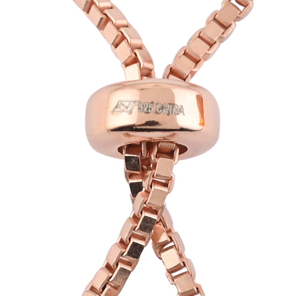 Simulated Red and White Diamond Bolo Bracelet in 14K Rose Gold Over Sterling Silver (Adjustable) 3.30 ctw image number 3