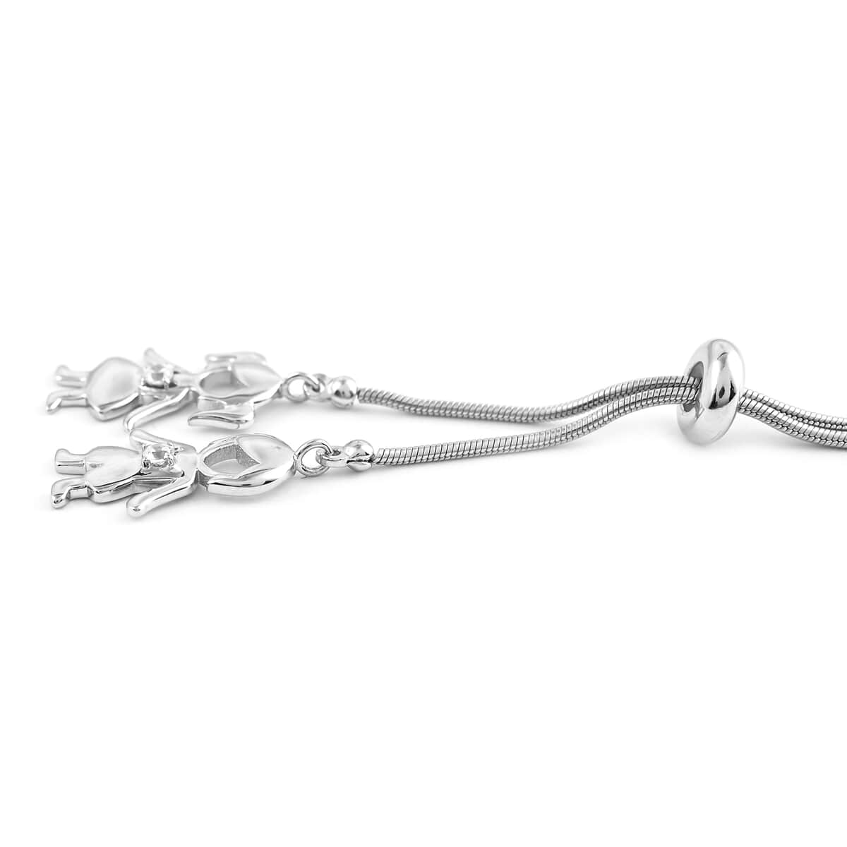 Simulated Diamond Boy or Girl Slider Necklace 28 Inches in Sterling Silver 8.10 Grams 16.00 ctw image number 2