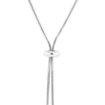 Simulated Diamond Boy or Girl Slider Necklace 28 Inches in Sterling Silver