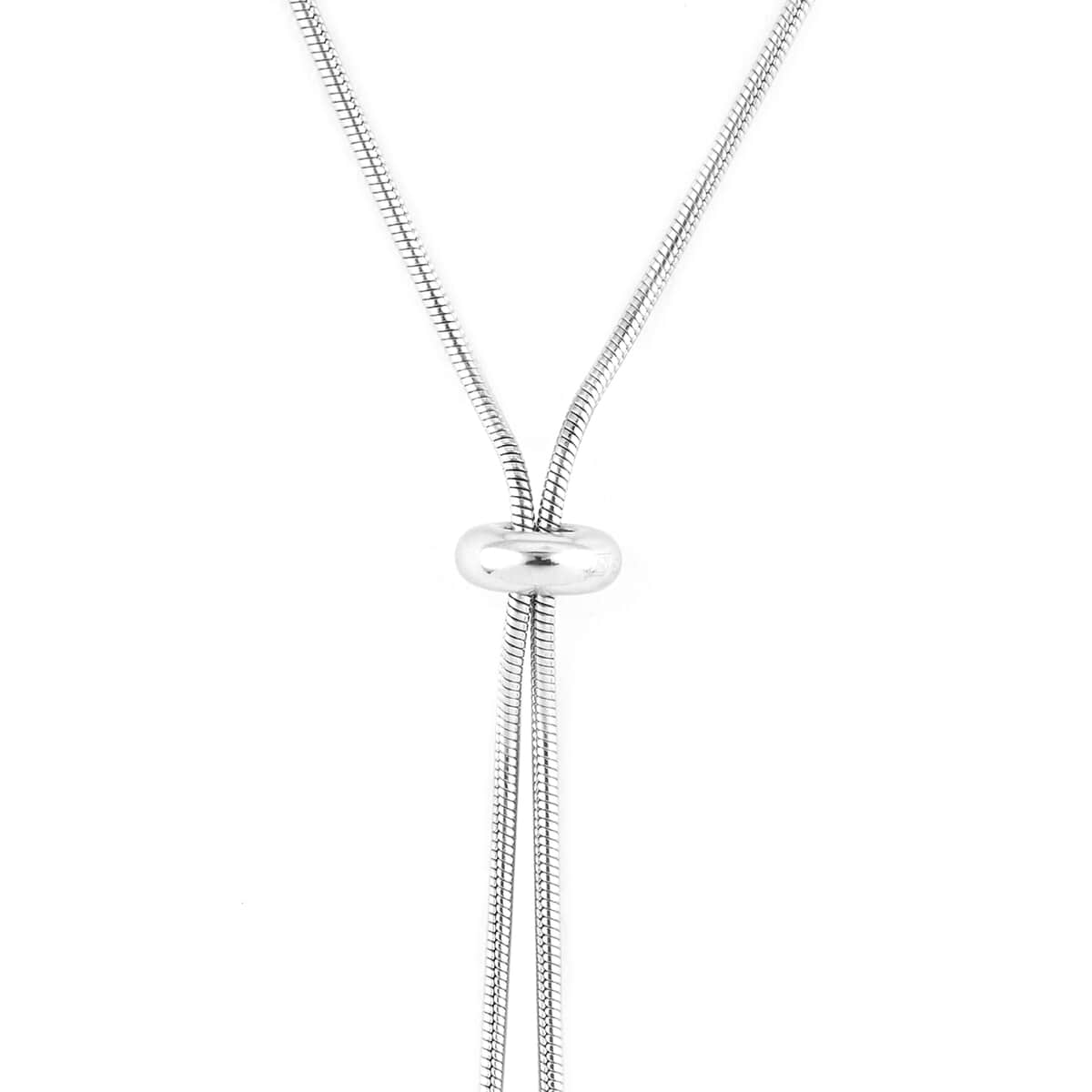 Simulated Diamond Boy or Girl Slider Necklace 28 Inches in Sterling Silver 8.10 Grams 16.00 ctw image number 3