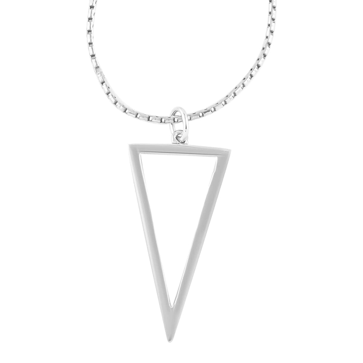 Rhodium Over Sterling Silver Open Triangle Necklace 18 Inches 5.20 Grams image number 0