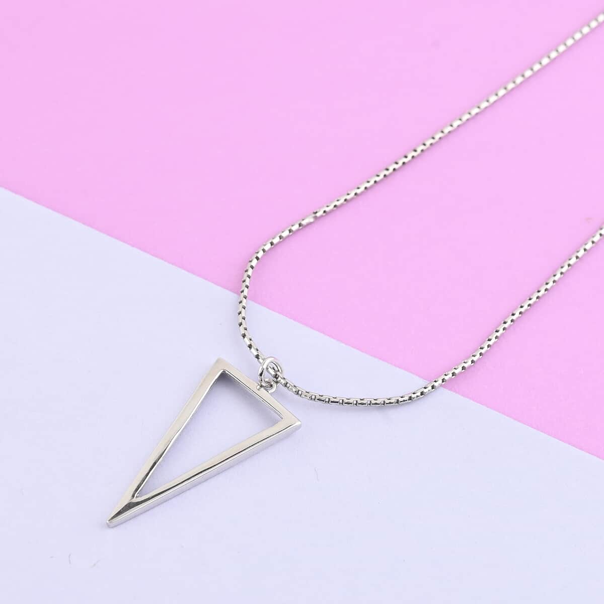 Rhodium Over Sterling Silver Open Triangle Necklace 18 Inches 5.20 Grams image number 1