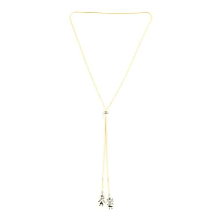 Simulated Diamond Boy or Girl Slider Necklace 28 Inches in 14K Yellow Gold Over and Sterling Silver image number 3