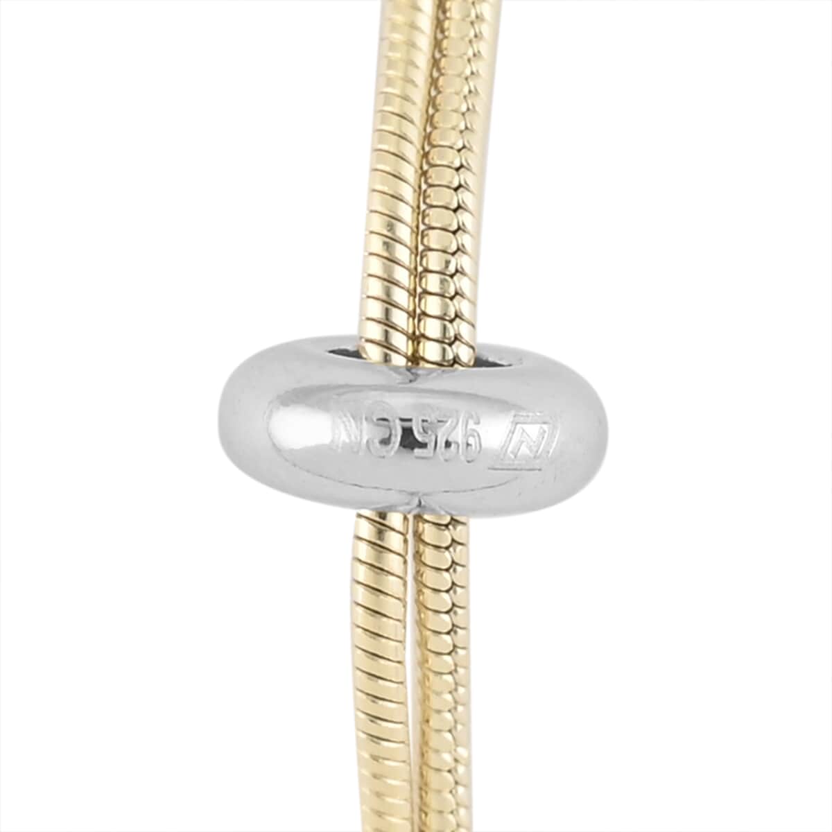 Simulated Diamond Boy or Girl Slider Necklace 28 Inches in 14K Yellow Gold Over and Sterling Silver image number 4