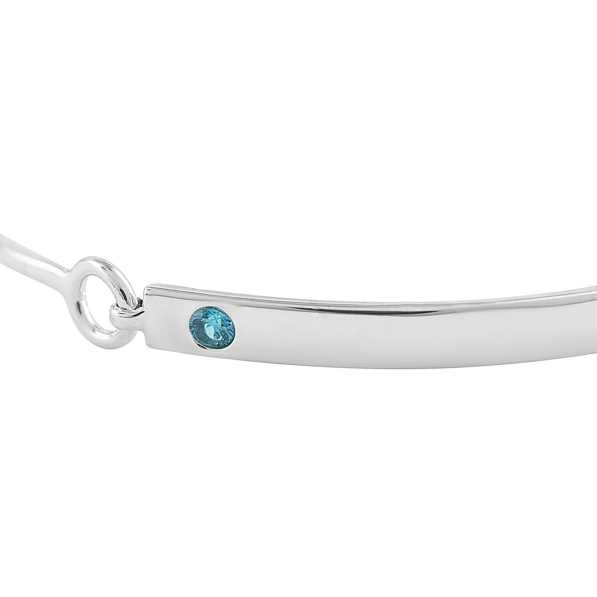 Simulated Blue Diamond Birthstone Bar Bracelet in Sterling Silver (7.25 In) 7.20 Grams 0.20 ctw image number 2