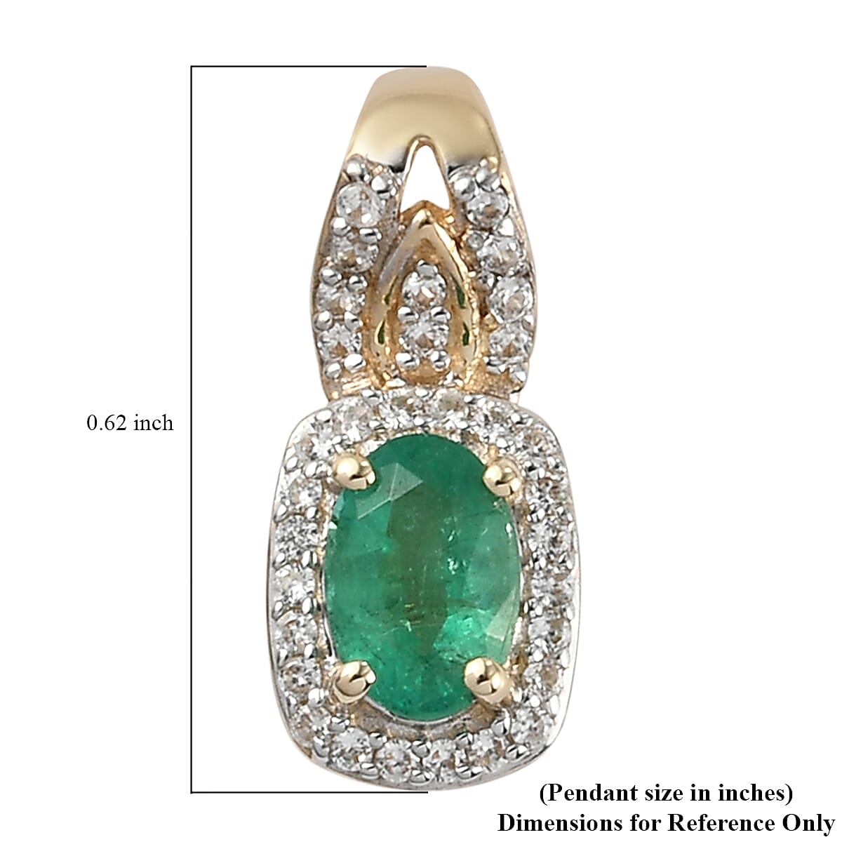 Luxoro 10K Yellow Gold AAA Brazilian Emerald and White Zircon Pendant 0.60 ctw