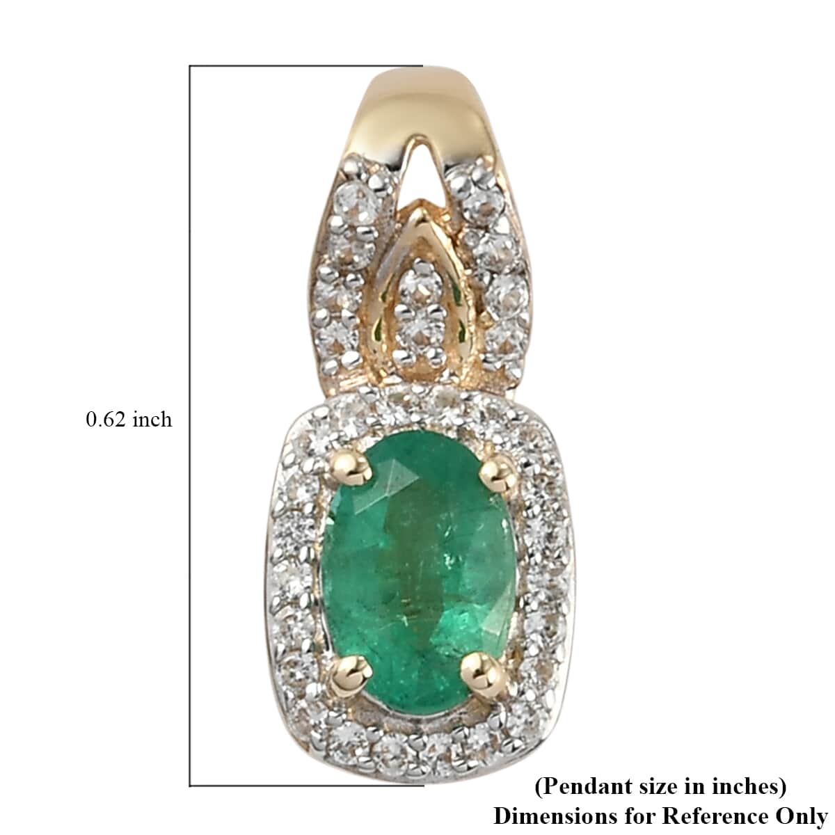Luxoro 10K Yellow Gold AAA Brazilian Emerald and White Zircon Pendant 0.60 ctw image number 4