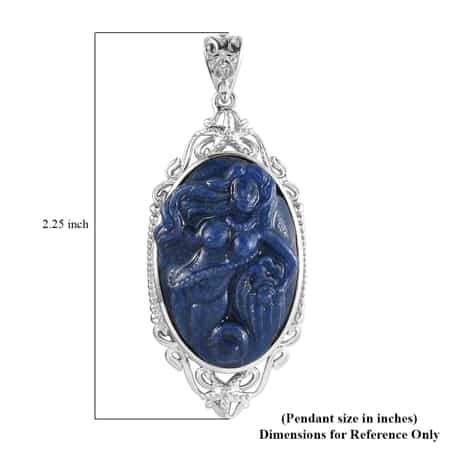 Freshened Lapis Lazuli Solitaire Pendant in Platinum Over Copper 17.15 ctw image number 4