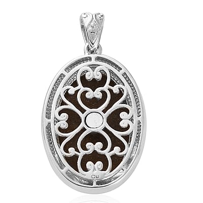 Tiger's Eye Carved Solitaire Pendant in Platinum Over Copper with Magnet 18.15 ctw