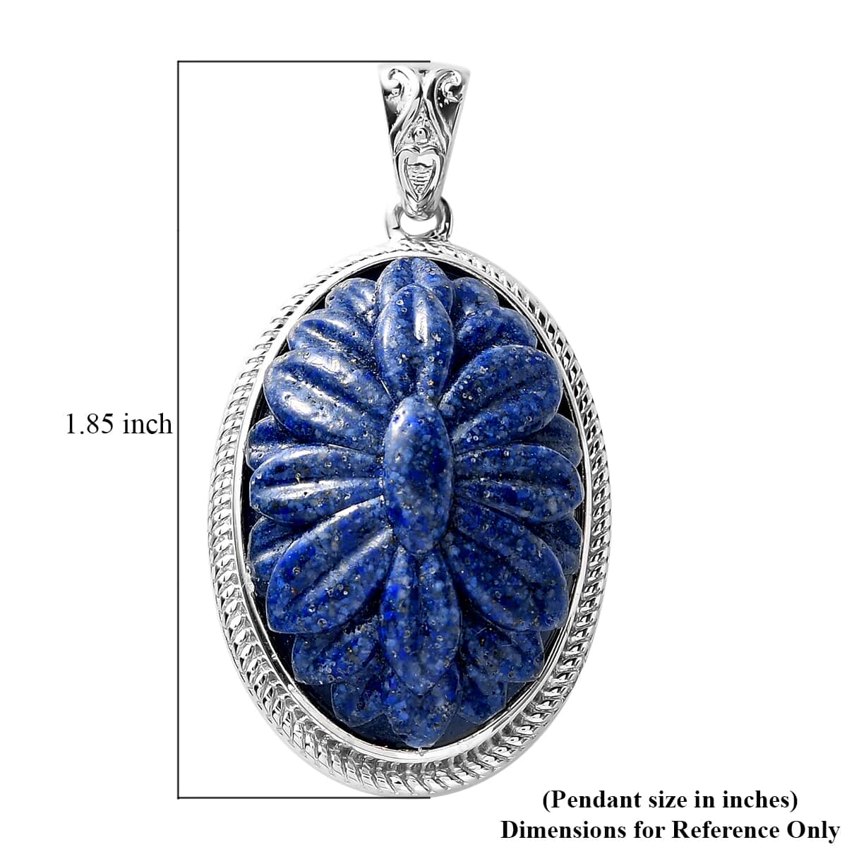Lapis Lazuli Carved Solitaire Pendant in Platinum Over Copper with Magnet 18.25 ctw image number 4