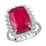 Luxoro 10K White Gold AAA Niassa Ruby (FF) and Moissanite Halo Ring (Size 7.0) 3 Grams 11.75 ctw