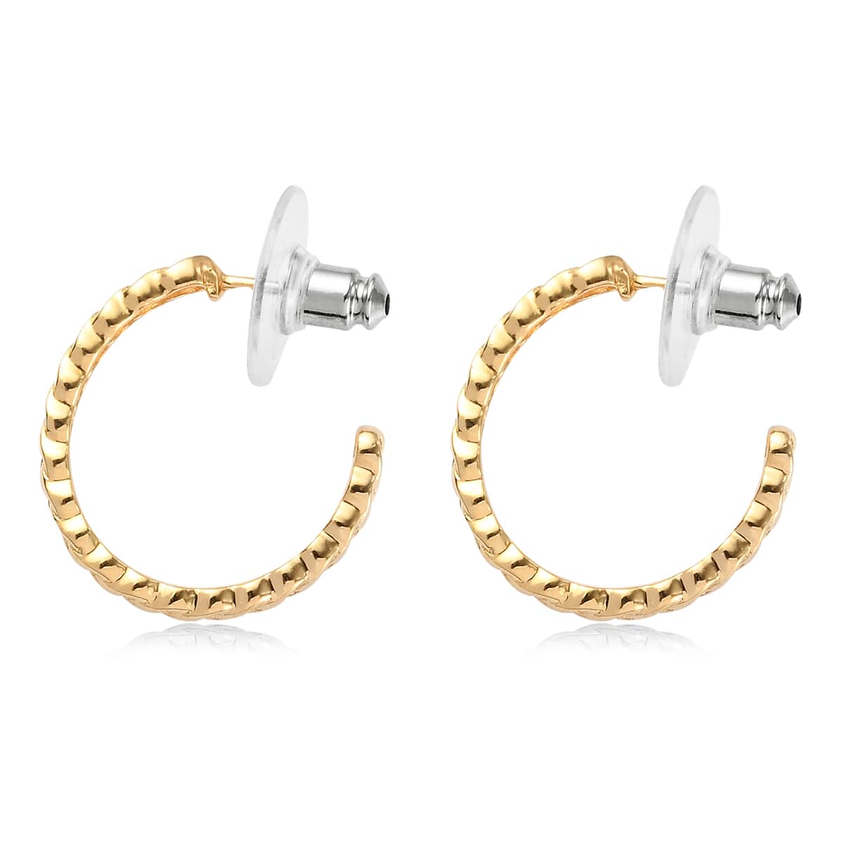 Vermeil Yellow Gold Over Sterling Silver Curb Chain J-Hoop Earrings 3.80 Grams image number 3