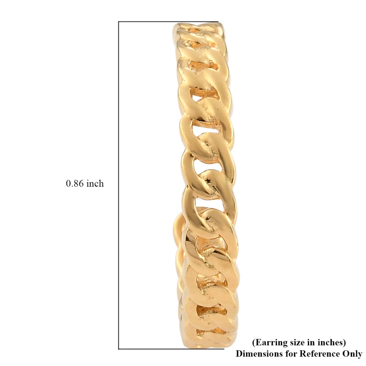 Vermeil Yellow Gold Over Sterling Silver Curb Chain J-Hoop Earrings 3.80 Grams image number 4