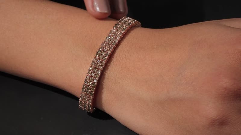 Natural Champagne Diamond 9.00 ctw Cluster Bracelet in Vermeil Rose Gold Over Sterling Silver (7.25 In)